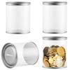 Coin Storage Clear Jars, 4 Packs, with Slotted Lid, Change Bank Plastic Jars Fit All Us, Piggy Banks for, Raffle Tickets, 3.9 in D X 4.7 in H view 1