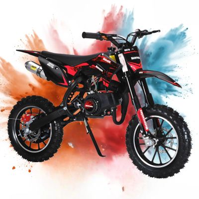 49CC 2-Stroke Mini Dirt Bike, Gas Powered Motorcycle for Adults&Kids Mini Off-Road Motorcycle Gas Kids Dirt Bike with Shock Absorption Load 330 LBS for Various Outdoor Environments (Red)