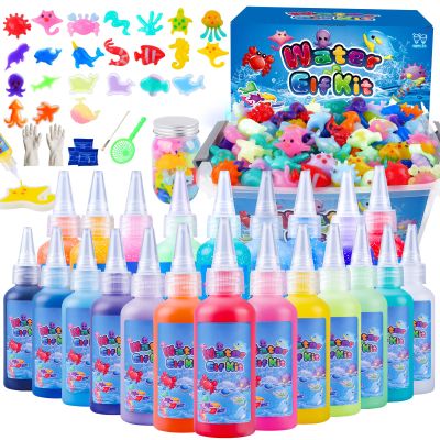 Aibxiu Magic Water Elf Toy Kit, Crafts for Kids Ages 4-8-12, Aqua Fairy Water Gel with 22 Gels, 22 Sea Creature Molds, DIY Craft Kit, Birthday & Party Favors for Kids Ages 3+
