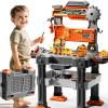 DULONIME 2 in 1 Workbench Tools Toys Set with Sound for Toddlers Aged 3-5, 145 PCS Educational Construction Mechanic Toolbox for Boys Girls, Pretend Play Toys Birthday Gift for Kids 3 4 5 6 Years Old view 1