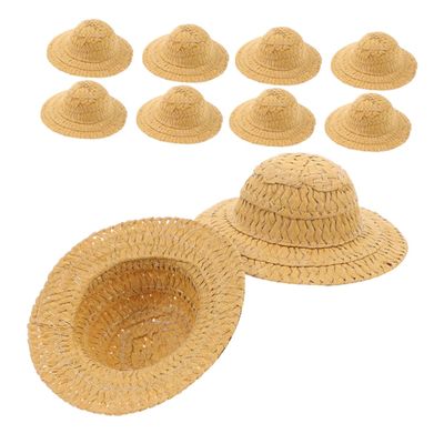 ABOOFAN 10pcs Miniature Woven Cowboy Hats for Dollhouse Accessories Handwoven Mini Straw Caps for DIY Crafts Party Decorations and Photography Props