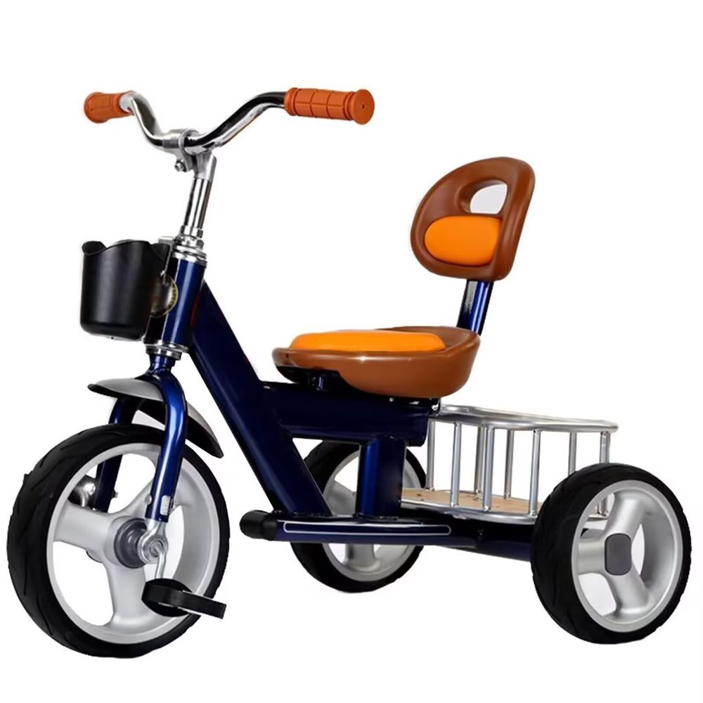 3 Wheels Bicycle with Pedals,tricycles with Back Basket,seat and Handlebar Adjustable,EVA Wheels,seat with backrest