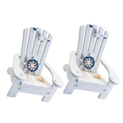 Healifty 2pcs Mediterranean Style Mini Beach Chairs Doll Chair Models Decorative Ornaments for Living Bedroom Cafe Nautical Themed Home Decor