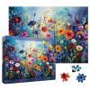 Colorful Wildflower Pages Puzzles for Adults 1000 Pieces, Beautiful Flower Plant Painting Jigsaw Puzzles, Art Challenging Floral Puzzle view 1