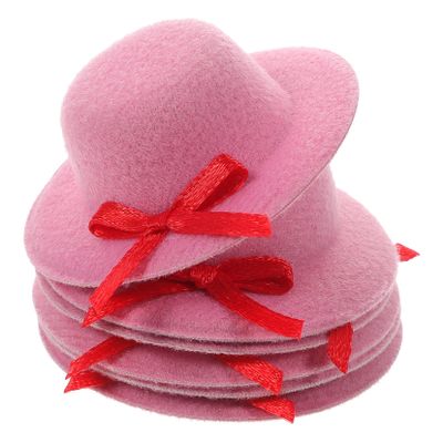 ABOOFAN 6pcs Miniature Bowknot Hats for DIY Crafts Lightweight Tiny Doll Hair Accessories Pink Mini Hats for Wine Bottle Decoration and Doll Outfits