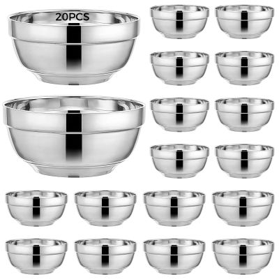 20-Piece Toddler Bowl Set, Stainless Steel Insulated, 304 Quality, Heat-Resistant Double-Walled, 11.5Cm & 15Cm Sizes, Ten of Each, Safe, Dishwasher Friendly, Compact Design