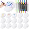 12 Colored Pens With 16 Diy Hats, Creative Adjustable Baseball Cap Hat For School Crafts, Youth Diy Painting Blank Baseball Hats, Family Bond White Diy Hat Set view 1