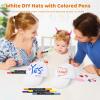 12 Colored Pens With 16 Diy Hats, Creative Adjustable Baseball Cap Hat For School Crafts, Youth Diy Painting Blank Baseball Hats, Family Bond White Diy Hat Set view 2