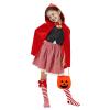 4PCS Girls Little Red Riding Hood Costume Red Cape Cosplay Dress Kids Fancy Princess Cosplay Halloween Outfit (Large-130) view 3