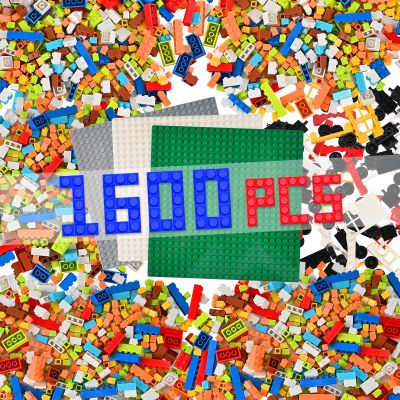 1600 PCS Building Bricks Set, Classic Bulk Building Blocks Compatible with All Major Brands, Includes 3 Baseplates, 53 Wheels Doors Windows Accessories, Creative STEM Construction Toy Gift for Kids