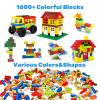 1600 PCS Building Bricks Set, Classic Bulk Building Blocks Compatible with All Major Brands, Includes 3 Baseplates, 53 Wheels Doors Windows Accessories, Creative STEM Construction Toy Gift for Kids view 2