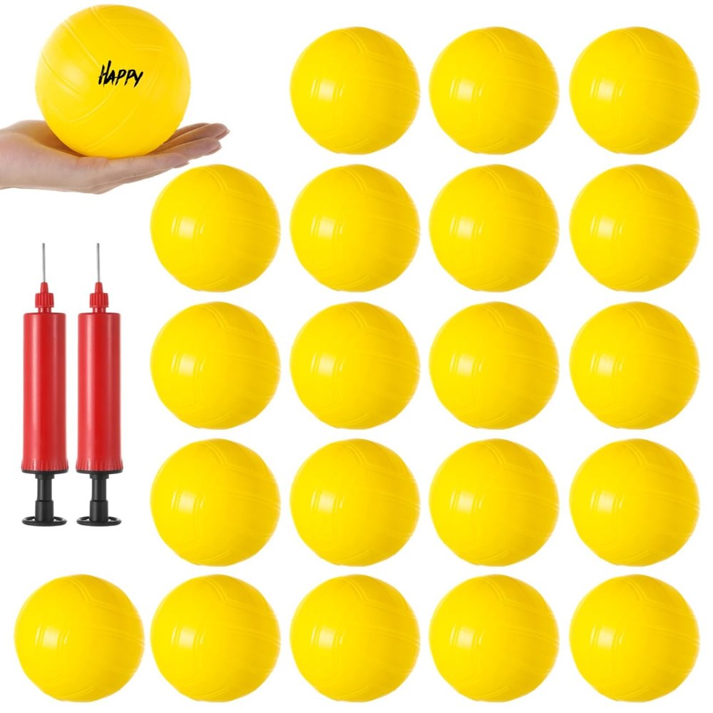 20-Pack Mini Volleyballs - Roundnet & Pool/Beach Game Replacement Balls (Includes Pumps)