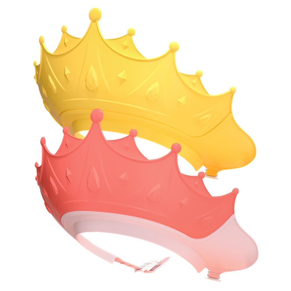 2PCS Baby Shower Cap Adjustable Crown Shape Baby Hair Washing Shield Waterproof Lightweight Plastic Bath Visor for Toddlers Shower Cap, Hair Washing Shield, Bath Visor for Toddlers
