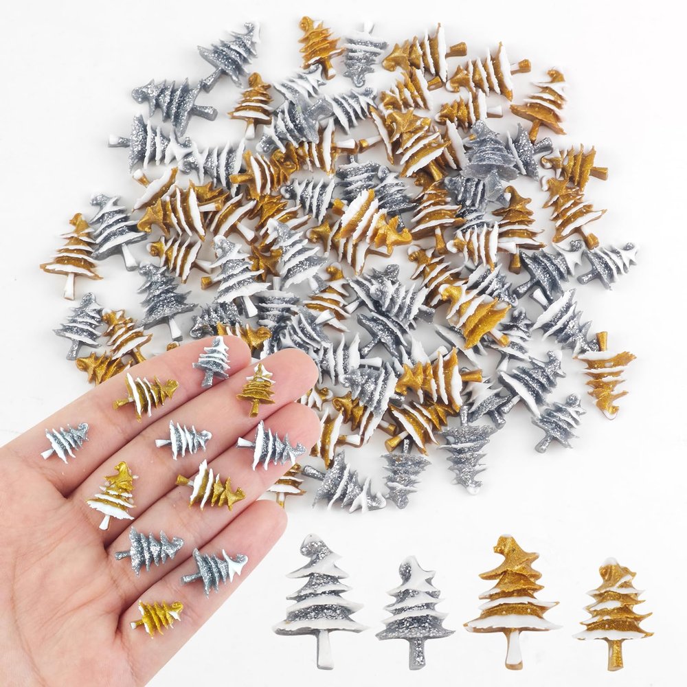 100 Pieces Tiny Christmas Tree for Dollhouse Micro Resin Decor for Crafts Mini Things for Fairy Garden Micro Landscaping Decoration, Snowflake