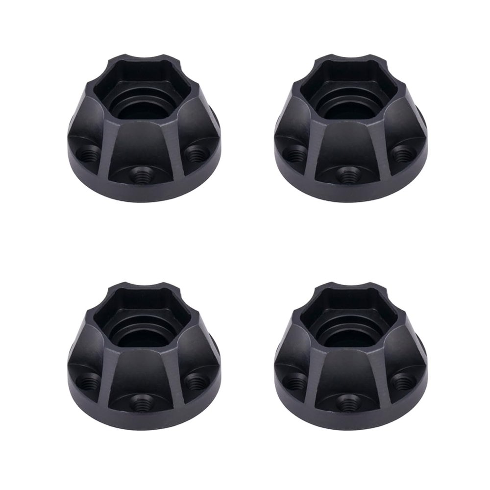 4Pcs Aluminum Alloy Wheel Hex Hub 6/9/12/15/18/21mm for 1/10 RC Crawler Car 1.9 2.2 Wheels Rim Axial SCX10 TRX4 RR10 Wraith Capra D90 (Black,12mm)