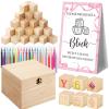 Marsui 136 Pcs Baby Shower Blocks to Decorate Game Kit Includes 98 Wooden Blocks, 36 Markers, 1 Game Sign, 1 Storage Box for Baby Shower Gender Reveal Activity Party Decorations(Pink Bow) view 1