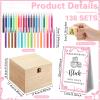 Marsui 136 Pcs Baby Shower Blocks to Decorate Game Kit Includes 98 Wooden Blocks, 36 Markers, 1 Game Sign, 1 Storage Box for Baby Shower Gender Reveal Activity Party Decorations(Pink Bow) view 2