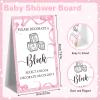 Marsui 136 Pcs Baby Shower Blocks to Decorate Game Kit Includes 98 Wooden Blocks, 36 Markers, 1 Game Sign, 1 Storage Box for Baby Shower Gender Reveal Activity Party Decorations(Pink Bow) view 4