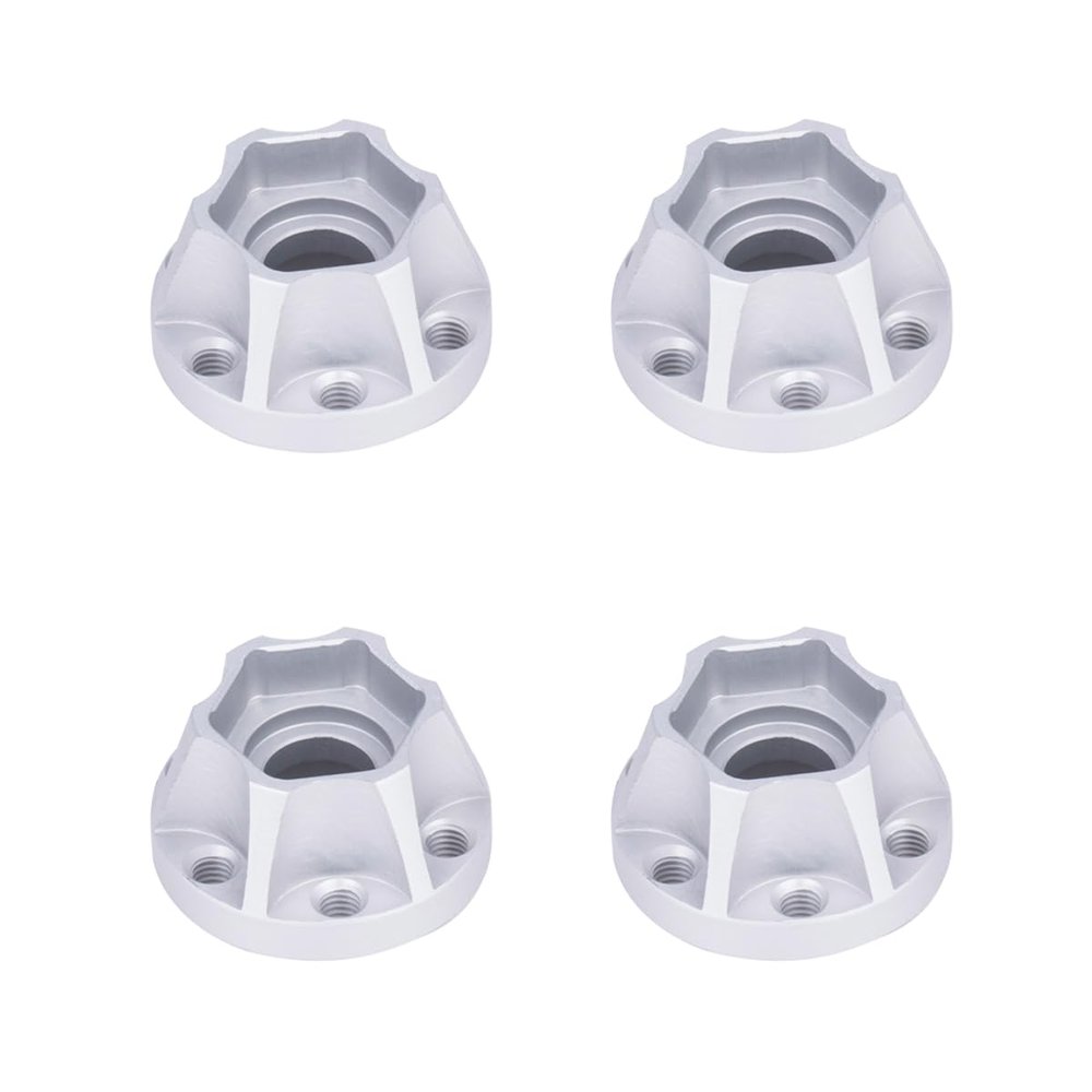 4Pcs Aluminum Alloy Wheel Hex Hub 6/9/12/15/18/21mm for 1/10 RC Crawler Car 1.9 2.2 Wheels Rim Axial SCX10 TRX4 RR10 Wraith Capra D90 (Silver,12mm)
