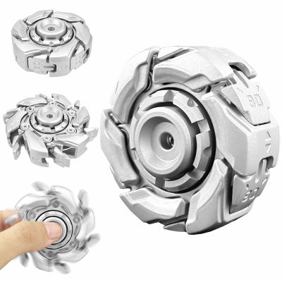 Metal Fidget Spinner for Adults, Open Armor Executive Desk Toy for Office, Cool Magnet Fidgets EDC Toys for Stress Relief, Spin Activated Transformation Spinners for ADHD, Autism (Silver)