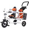 Toddler Stroller Buggies with Dual Seats,Trikes with Headlight,Toddler Tricycle with Parent Handle,Front seat with guardrail,Rear seat with armrest,Double Brakes view 1