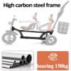 Toddler Stroller Buggies with Dual Seats,Trikes with Headlight,Toddler Tricycle with Parent Handle,Front seat with guardrail,Rear seat with armrest,Double Brakes view 2