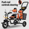 Toddler Stroller Buggies with Dual Seats,Trikes with Headlight,Toddler Tricycle with Parent Handle,Front seat with guardrail,Rear seat with armrest,Double Brakes view 3