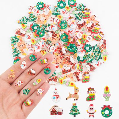 100 Pieces Tiny Christmas Decorations for Dollhouse Micro Resin Decor for Crafts Mini Things for Fairy Garden Micro Landscaping Decoration, Style 2