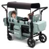 Wagon Stroller with 3 Tier Rolling Cart, Luxury 4-in-1 Stroller Wagon with No Screws Assemble Utility Carts view 2