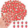 100 Pieces Tiny Strawberry for Dollhouse Micro Resin Fruit Decor for Crafts Mini Things for Fairy Garden Micro Landscaping Decoration, Style 2 view 1