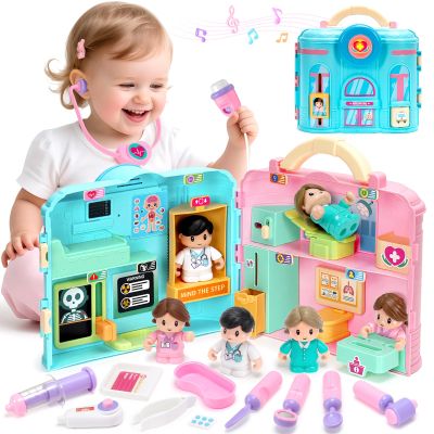 Doctor Kit for Toddlers 1-3, Doctor Pretend Playset with Carrying Case, Role Play Doctors Toys for Girls Ages 1 2 3 Years Old, Christmas Birthday Gift for Girl Kids, Girl Toys for Ages 1-2