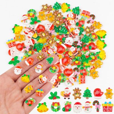 100 Pieces Tiny Christmas Decorations for Dollhouse Micro Resin Decor for Crafts Mini Things for Fairy Garden Micro Landscaping Decoration, Style 3