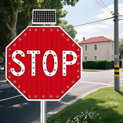 GTANND Solar Led Stop Sign, Stop Sign-Octagon Aluminum Reflective Flashing Stop Signs Rustproof Illuminated Light Traffic Road Warning Board,Energy-Saving and Environmentally Friendly 60 * 60cm(24in)