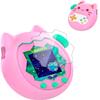 for Tamagotchi Paradise Soft Silicone Case and TPU Clear Screen Protector flim, 360-degree Full Protective with Flower Series Lanyard, Scratch Shock Protection, Blue/Pink view 1
