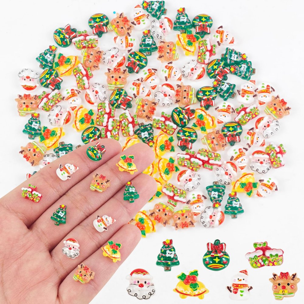 100 Pieces Tiny Christmas Decorations for Dollhouse Micro Resin Decor for Crafts Mini Things for Fairy Garden Micro Landscaping Decoration, Style 4