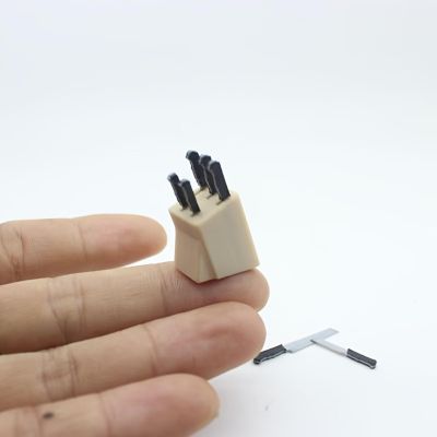 7pcs Miniature Kitchen Knife Set with Holder, 1:12 Scale Dollhouse Accessories, Doll Furniture