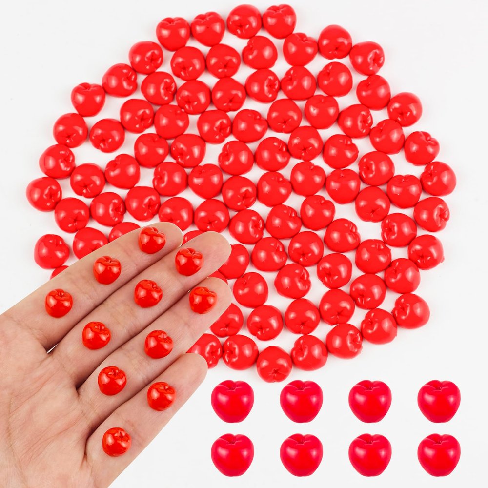 100 Pieces Tiny Apple for Dollhouse Micro Resin Fruit Decor for Crafts Mini Things for Fairy Garden Micro Landscaping Decoration, Style 2