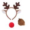 BEBAOVO Reindeer Antler Headband Costume Set with Red Nose and Brown Tail, Halloween Christmas Holiday Party Accessories, 3 Pieces view 1
