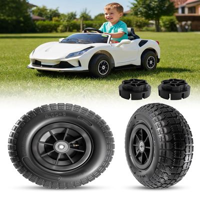 2-Pack 12"x4" Rubber Pneumatic Tire for Power Wheel Ride On Car, 12in Replacement Wheels with Bearings, Compatible with Electric Kids Vehicle, Alligator Ride On Car Wheel Upgrade