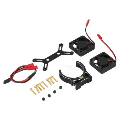 4985 1717 Brushless Motor Cooling Fan High Performance Aluminum Alloy Heat Sink Dual Fan Cooling System for 1/5 RC Car Upgrade Parts with Mounting Kit (Black)