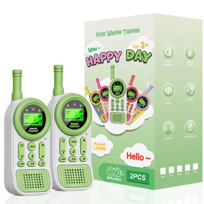 Ptnerbeh Walkie Talkies for Kids Toys: Toys for 3-12 Year Old Boys Girls - 22 Channels 2 Way Radio Toy with Backlit LCD Flashlight - 3 Miles Range for Outside/Camping/Hiking (2-Pack), Green