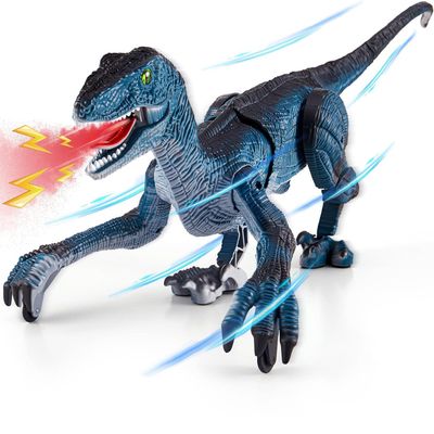 Aotrytion Remote Control Dinosaur Toys for Kids, Dinosaur Toys for Boys Big Walking Velociraptor Dino with Light Sound and Spray Stream Birthday Gift Ideas for Boys and Girls 3-5 4-7 Year Old