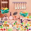 240Pcs Kids Mini Play Kitchen Accessories, Play Pans, Pots, Cookware with Desserts, Cuttable Veggies & BBQ Set & Storage Basket, Prop Money, Learning Gift for ChildToddlers, Child, Pink view 2