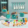 60Pcs Kids Mini Play Kitchen Accessories, Pretend Cooking Play Set with Cookware, Tableware & Fruit & BBQ Sets, Learning Gift for Boys, Girls, Toddlers,Green view 3