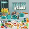 120Pcs Mini Play Kitchen Accessories, Kids Pretend Cooking Playset with Desserts, Cuttable Veggies & BBQ & Storage Basket, Educational Role-Play Gift for Toddlers, Child, Green view 2