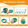 120Pcs Mini Play Kitchen Accessories, Kids Pretend Cooking Playset with Desserts, Cuttable Veggies & BBQ & Storage Basket, Educational Role-Play Gift for Toddlers, Child, Green view 4