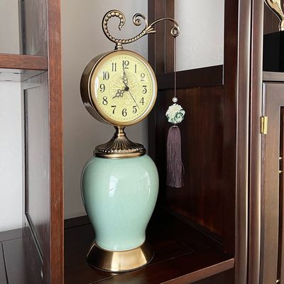 YWMLFZ Chinese Clock, Seat Clock, European Ornament Clock, Retro Living Room, Silent Home Use