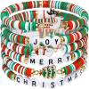 6 Pcs Christmas Bracelets, Merry Christmas Gifts Friendship Couple Jewelry for Women Teens Girl view 1