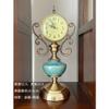 YWMLFZ Cyan Color Chinese Clock, Seat Clock, European Ornament Clock, Retro Living Room, Silent Home Use view 2