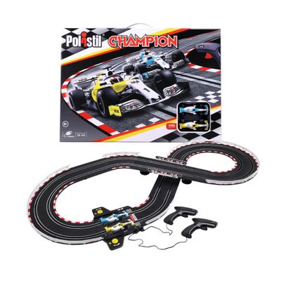 POLISTIL Champion Electric Track with 2 Slot Car Racing in 1:43 Scale, 3.07 m Long Track, Complete Accessories Set, Official Licenses, Recommended Age 8+ Years